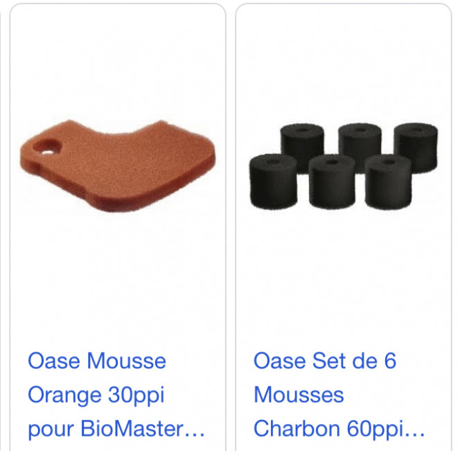 OASE Set de 6 Mousses Charbon préfiltre Biomaster- Noires