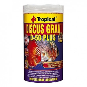 Granulés riches en protéines pour des Discus colorés TROPICAL DISCUS GRAN D-50 PLUS 250ml