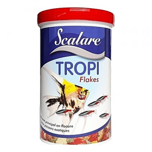 Flocons aliments sains et équilibrés pour poissons tropicaux TROPI FLAKES SCALARE 1L